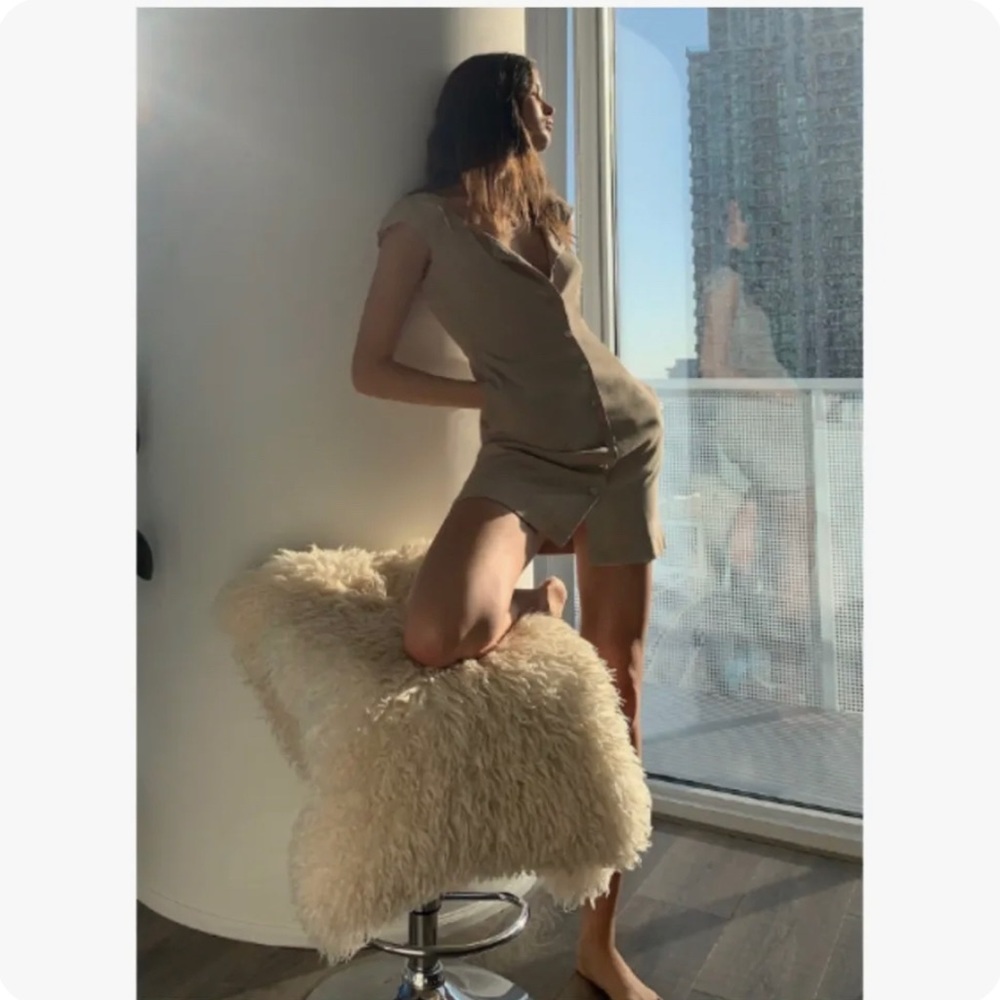 Aritzia Wilfred Capulet Dress size Small Beige Tan Button Front